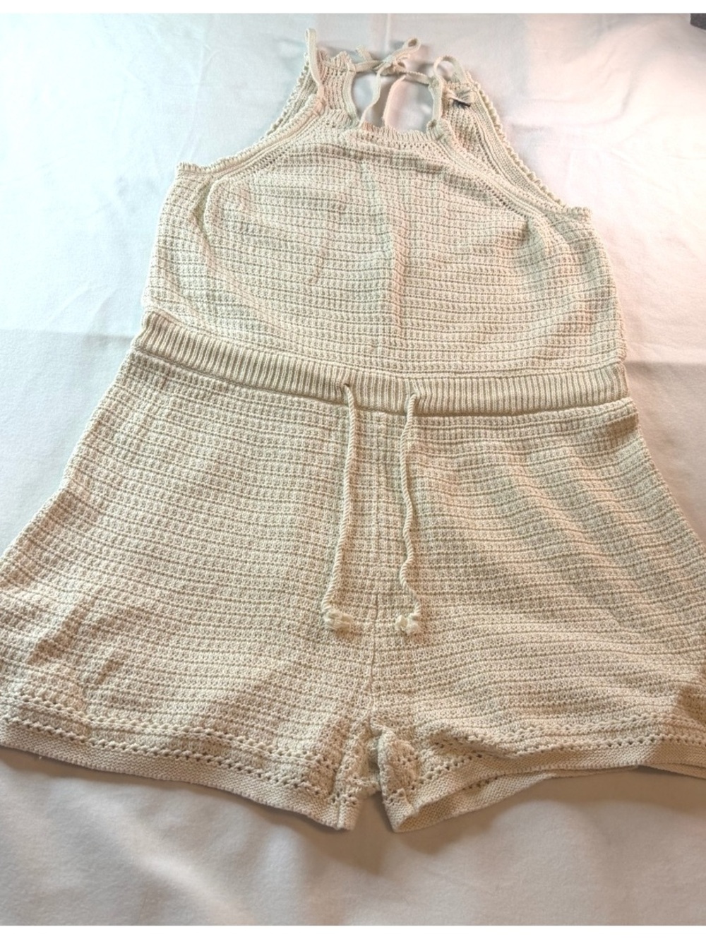 Universal Thread Women's XL Cream Crochet Knit Romper Jumpsuit